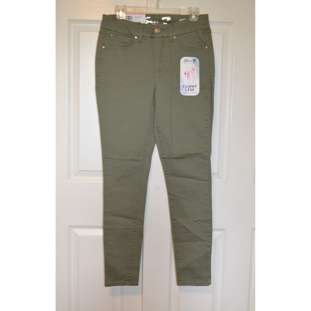 Seven7 Tummyless High Rise Skinny Green Jeans Womens 6 Stretch Denim Pants Nwt's